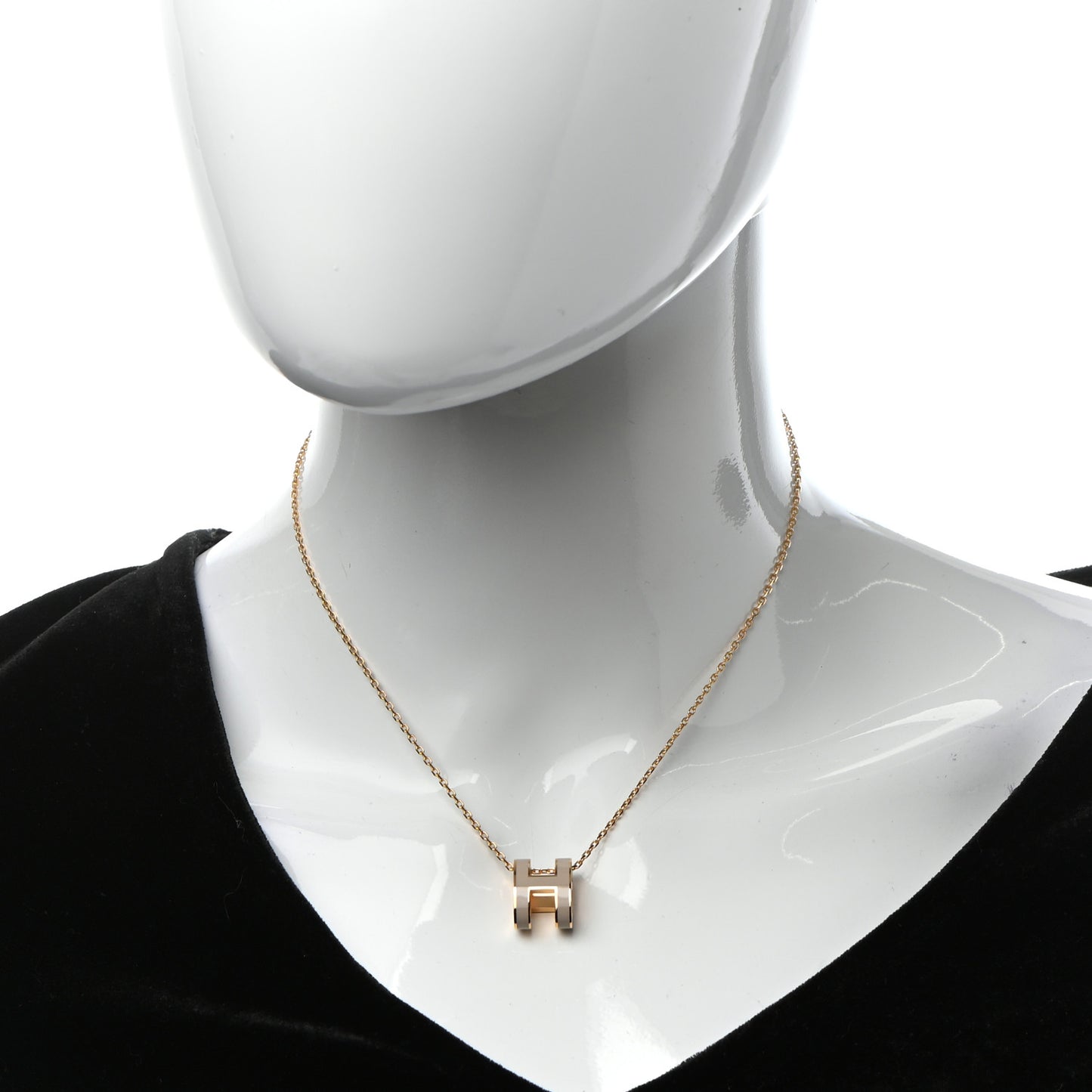 Lacquered Gold Pop H Pendant Necklace Marron Glace