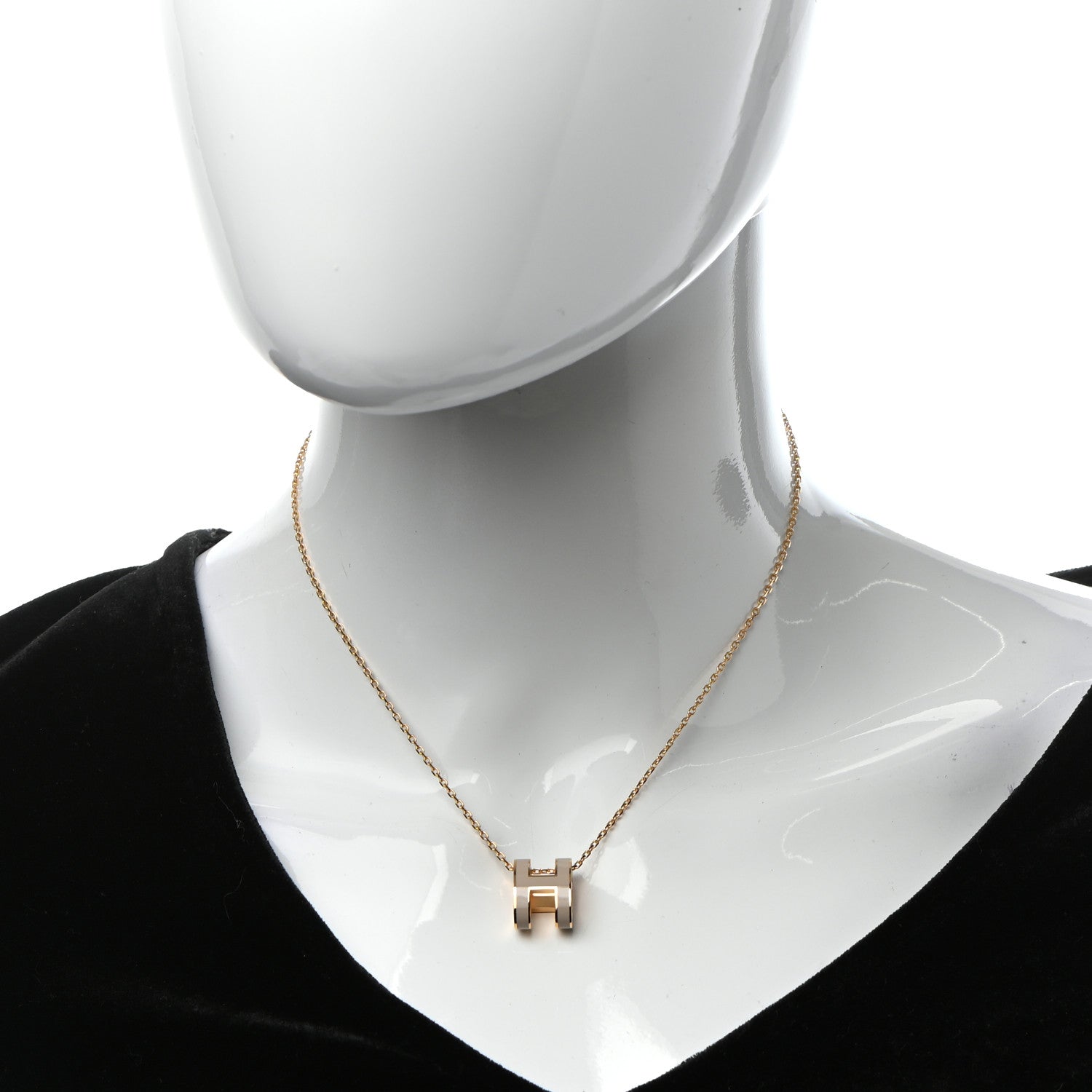 Hermes Lacquered Gold Pop H Pendant Necklace Marron Glace 2 of 6