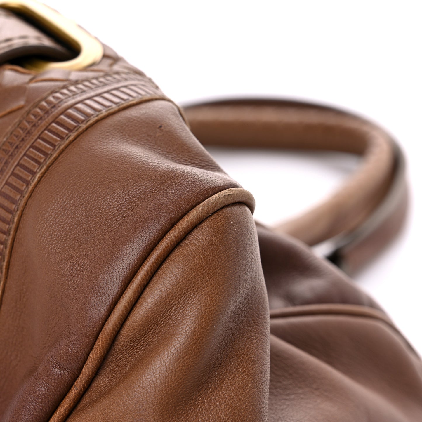 Nappa Intrecciato Accordion Satchel Noce