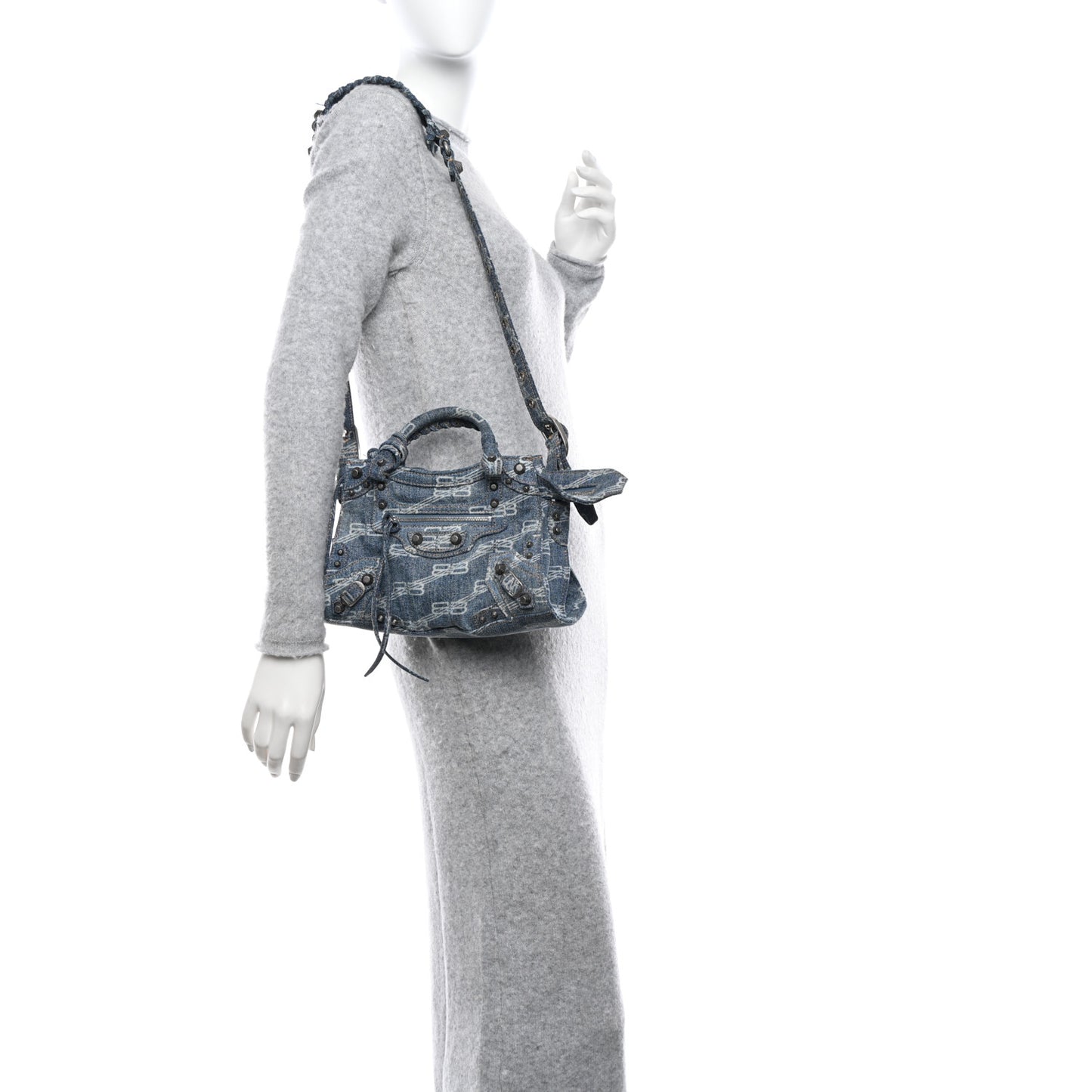 Denim BB Monogram Neo Cagole Handbag XS Blue