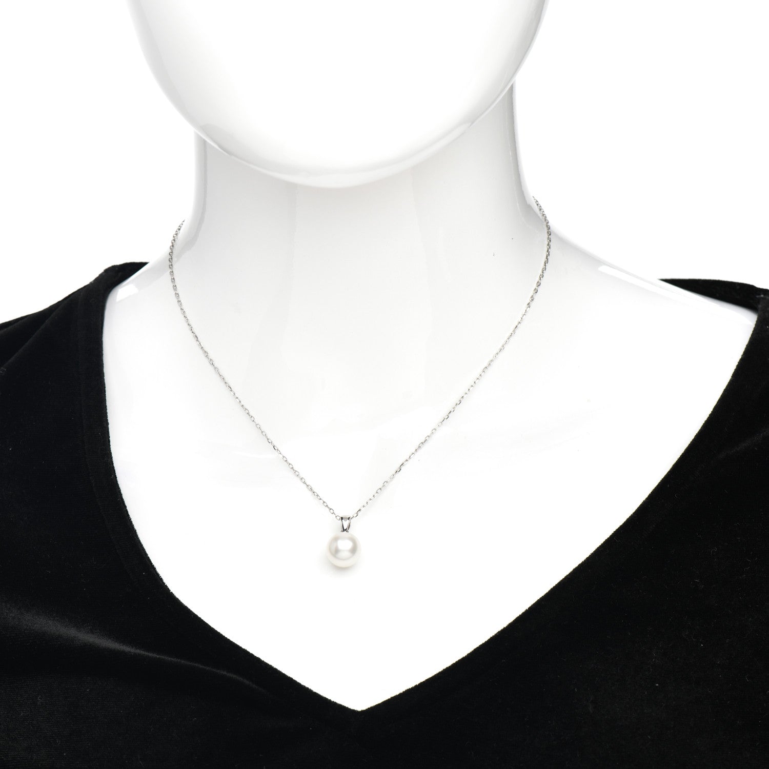 Mikimoto 18K White Gold South Sea Pearl 10mm Drop Pendant Necklace 2 of 4