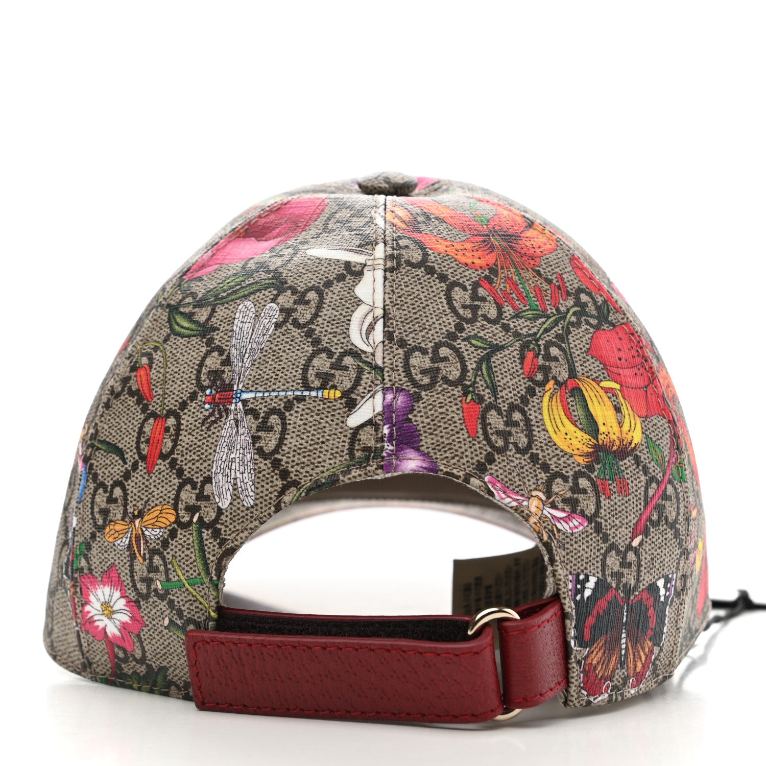 Gucci GG Supreme Flora Claudia Baseball Hat 56 S Red 6 of 10