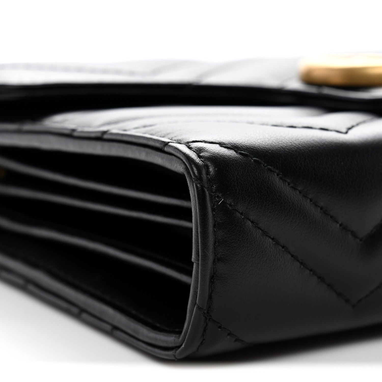 Gucci Calfskin Matelasse GG Marmont Chain Wallet Black 9 of 11