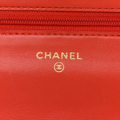 Chanel Lambskin Quilted Wallet On Chain WOC Red 6 of 13