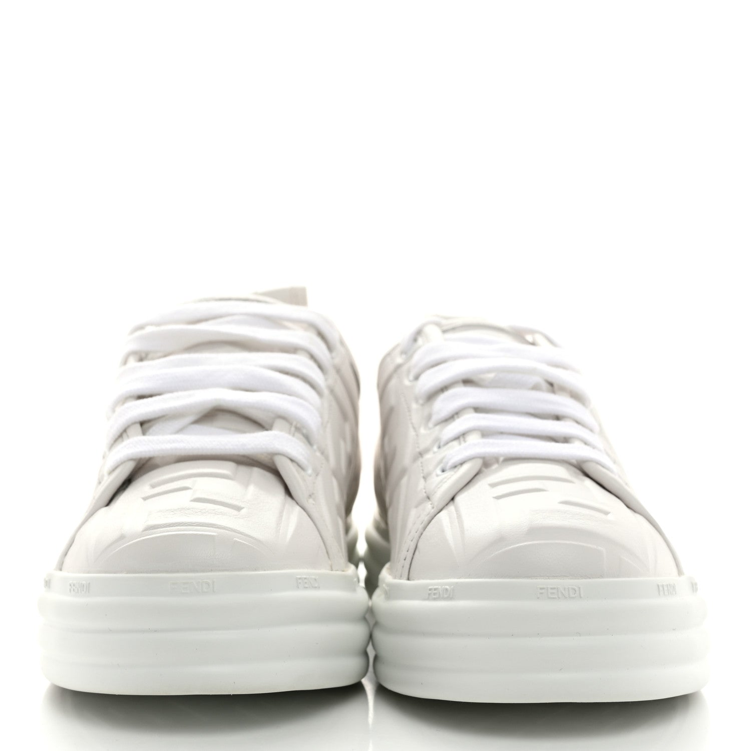 Fendi Nappa FF Embossed Rise Low Top Sneakers 36 White 2 of 9