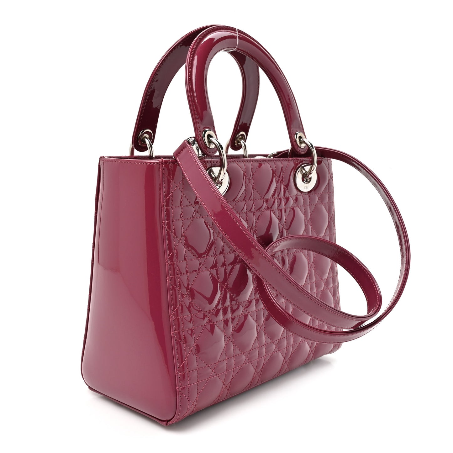 Patent Cannage Medium Lady Dior Dark Pink