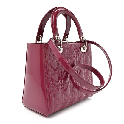 Christian Dior Patent Cannage Medium Lady Dior Dark Pink 2 of 9