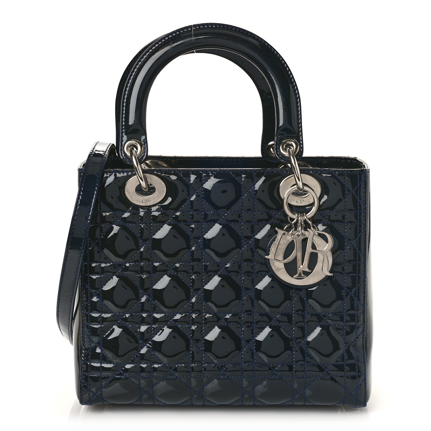 Christian Dior Patent Cannage Medium Lady Dior Navy Blue 1 of 8