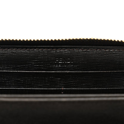 Fendi Zucca Spalmati Vitello Elite Zip Around Wallet Tobacco Ebano 6 of 7