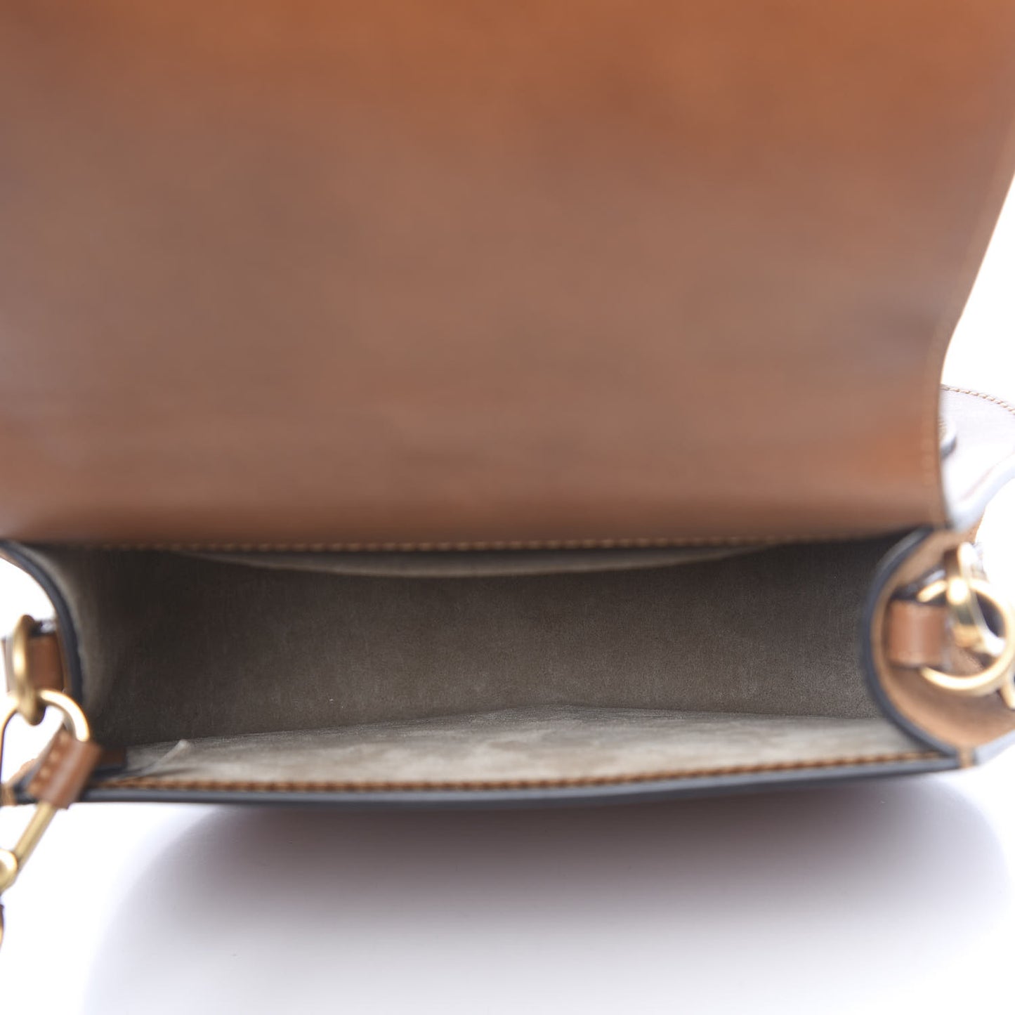 Calfskin Suede Medium Nile Bracelet Bag Caramel