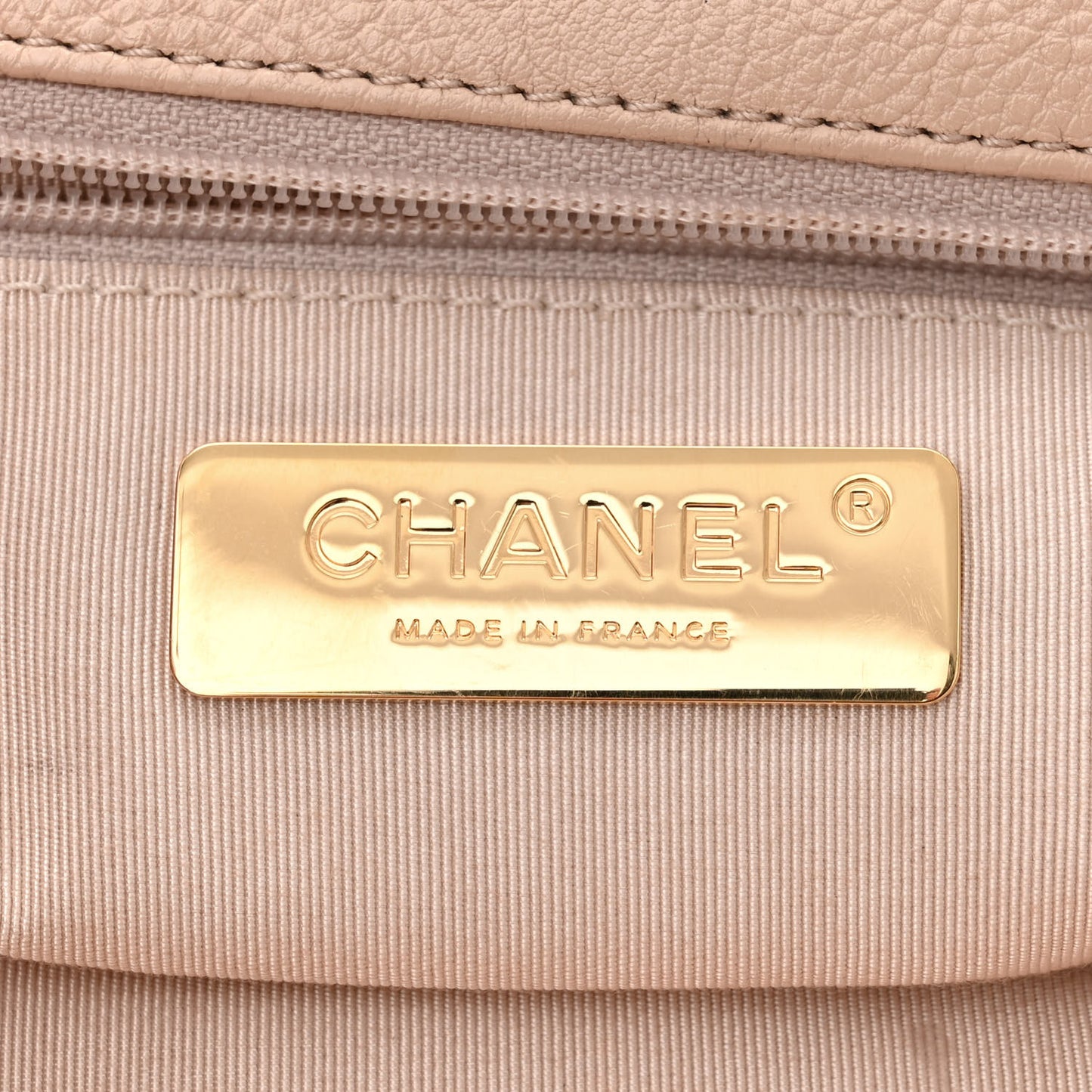 Calfskin Crochet Large Chanel 19 Flap Beige
