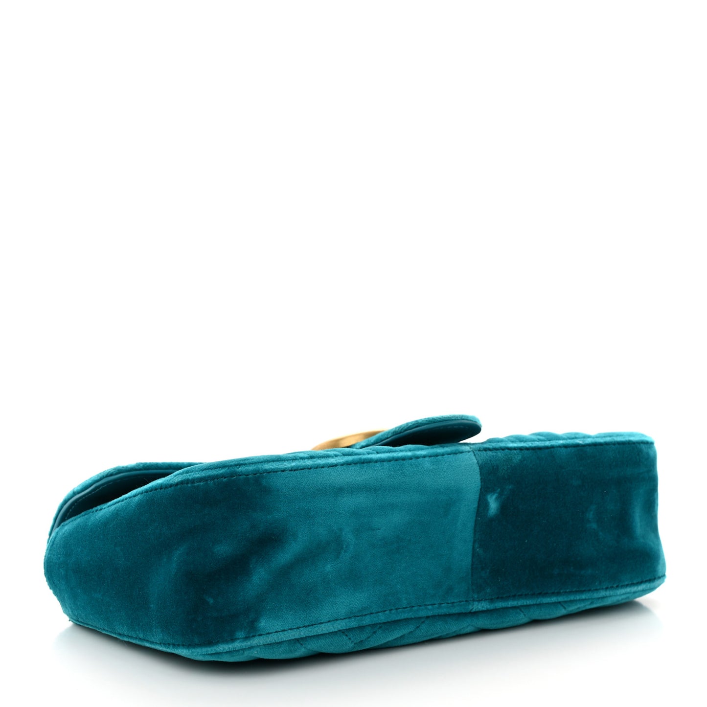 Velvet Matelasse Small GG Marmont Shoulder Bag Pavone Cyan