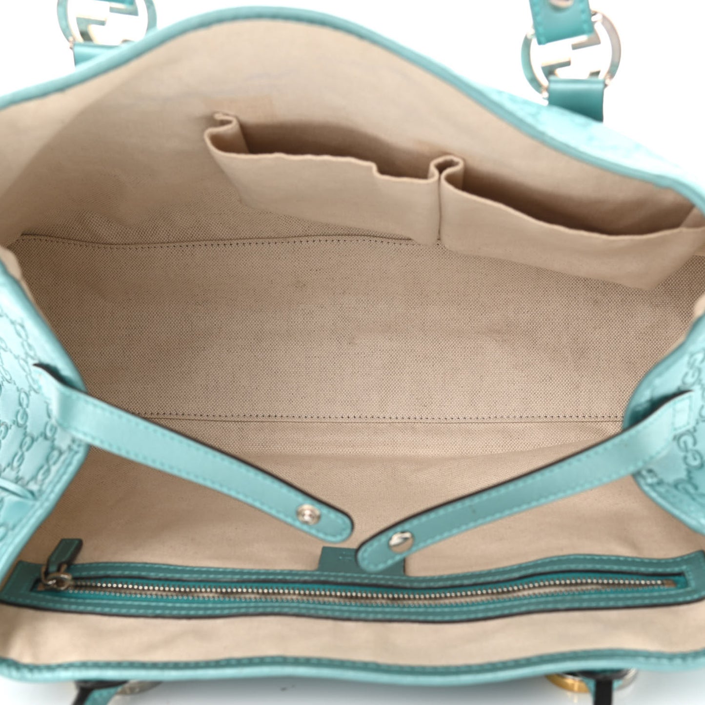 Metallic Guccissima Medium GG Twins Tote Teal
