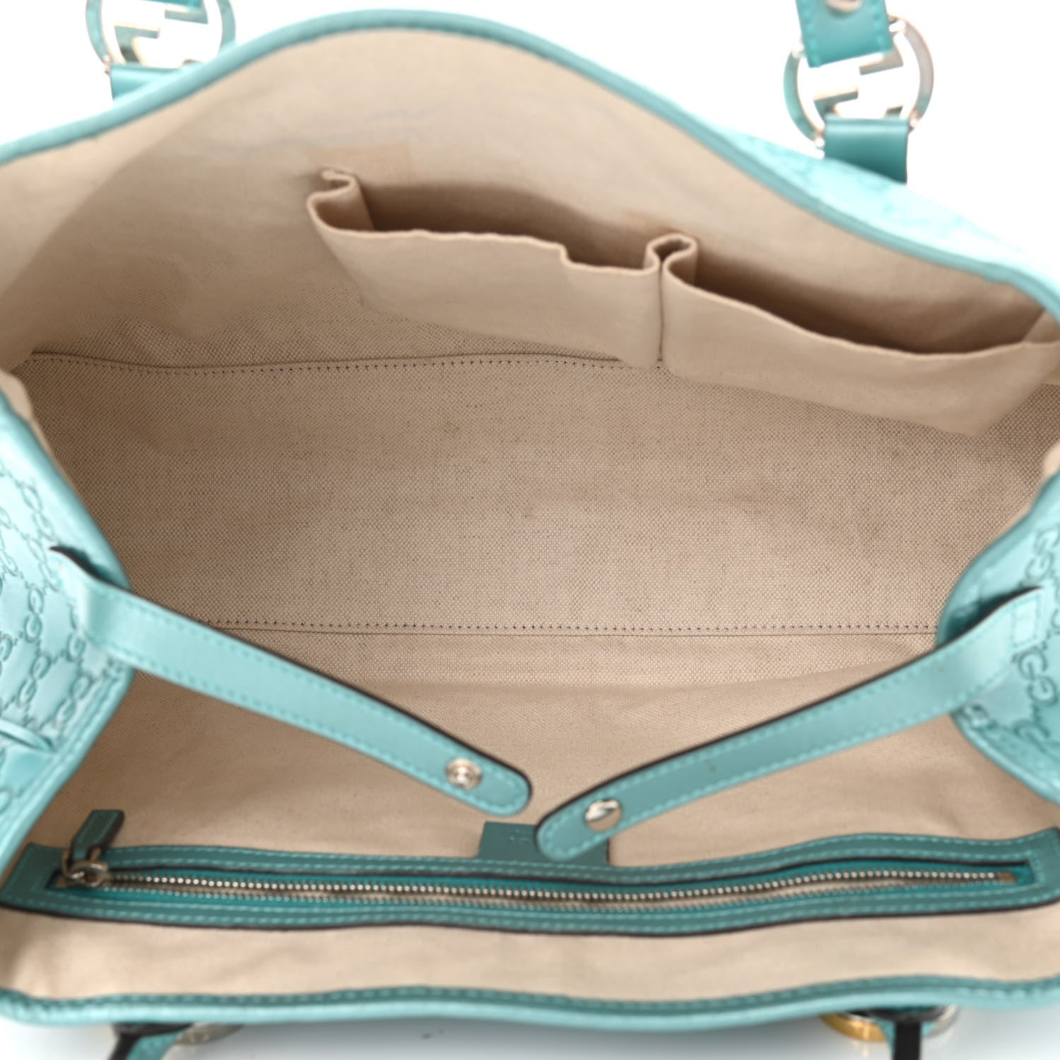 Gucci Metallic Guccissima Medium GG Twins Tote Teal 5 of 13