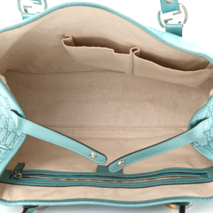 Gucci Metallic Guccissima Medium GG Twins Tote Teal 5 of 13