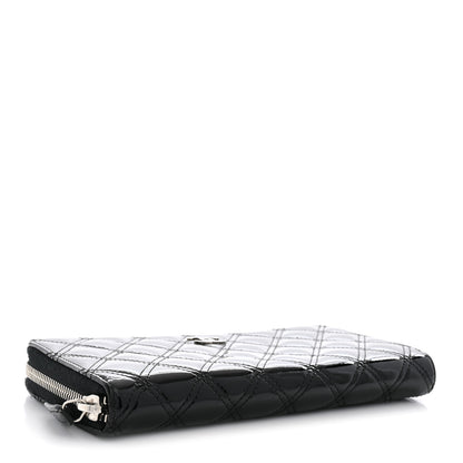 Chanel Patent Quilted Large Gusset Zip Around Wallet Black 4 of 8