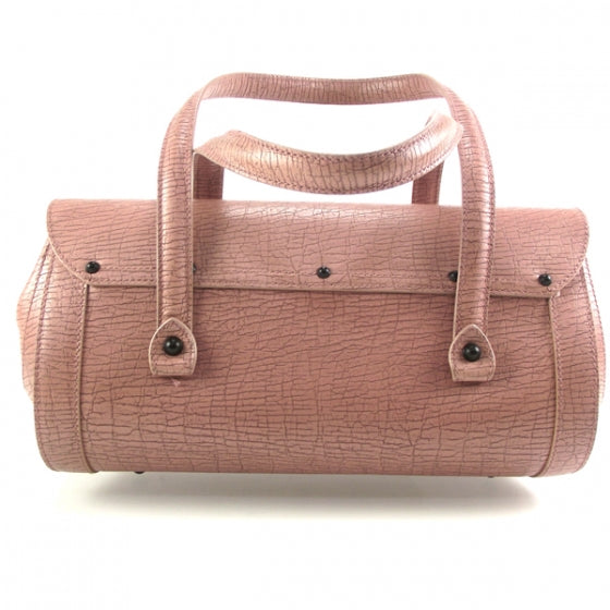 Leather Bamboo Bullet Satchel Rose