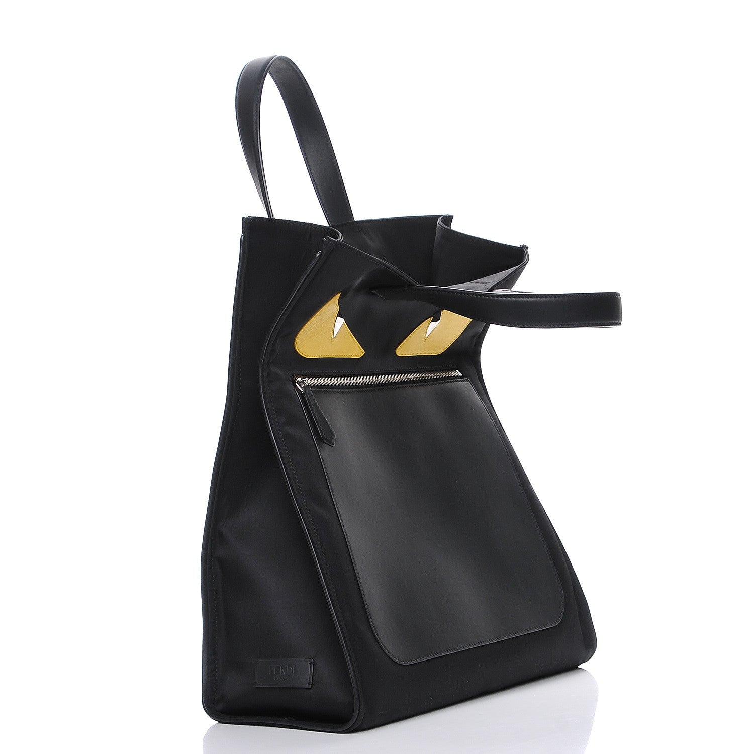 Fendi Nylon Vitello Century Dolce Monster Eyes Tote Black Sunflower 8 of 9