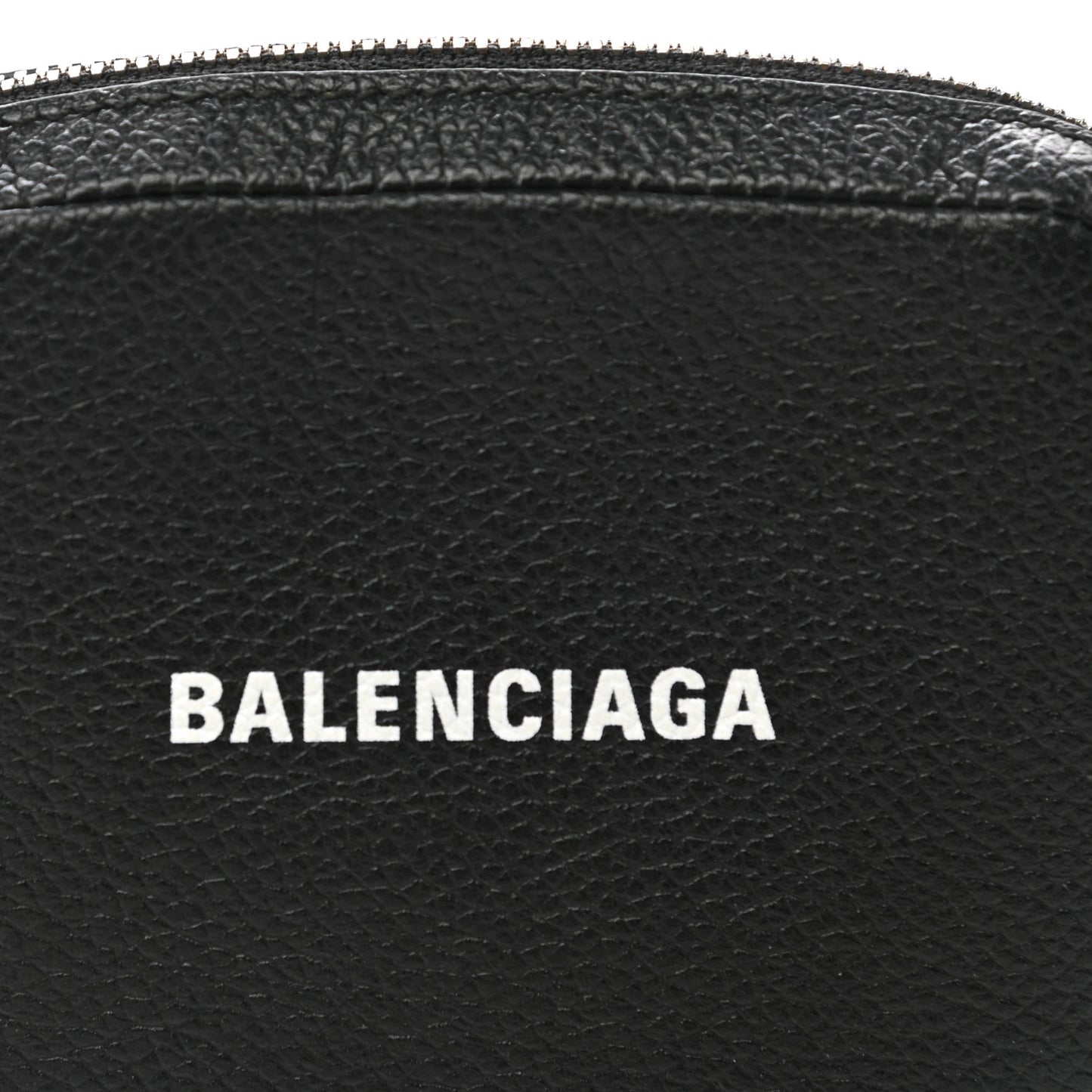 Grained Calfskin Logo Mini Cash Crossbody Pouch Black White