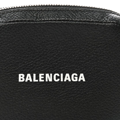 Balenciaga Grained Calfskin Logo Mini Cash Crossbody Pouch Black White 7 of 9