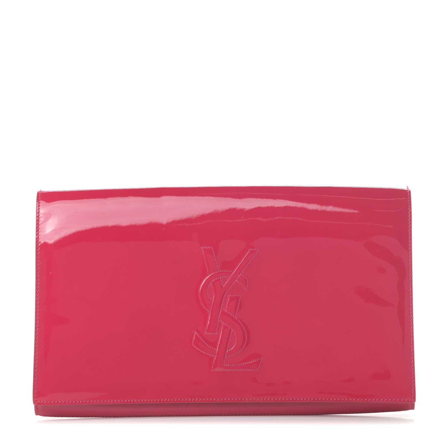 Saint Laurent Patent Monogram Large Belle De Jour Clutch Fuchsia 1 of 7