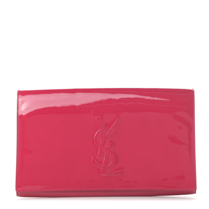 Saint Laurent Patent Monogram Large Belle De Jour Clutch Fuchsia 1 of 7