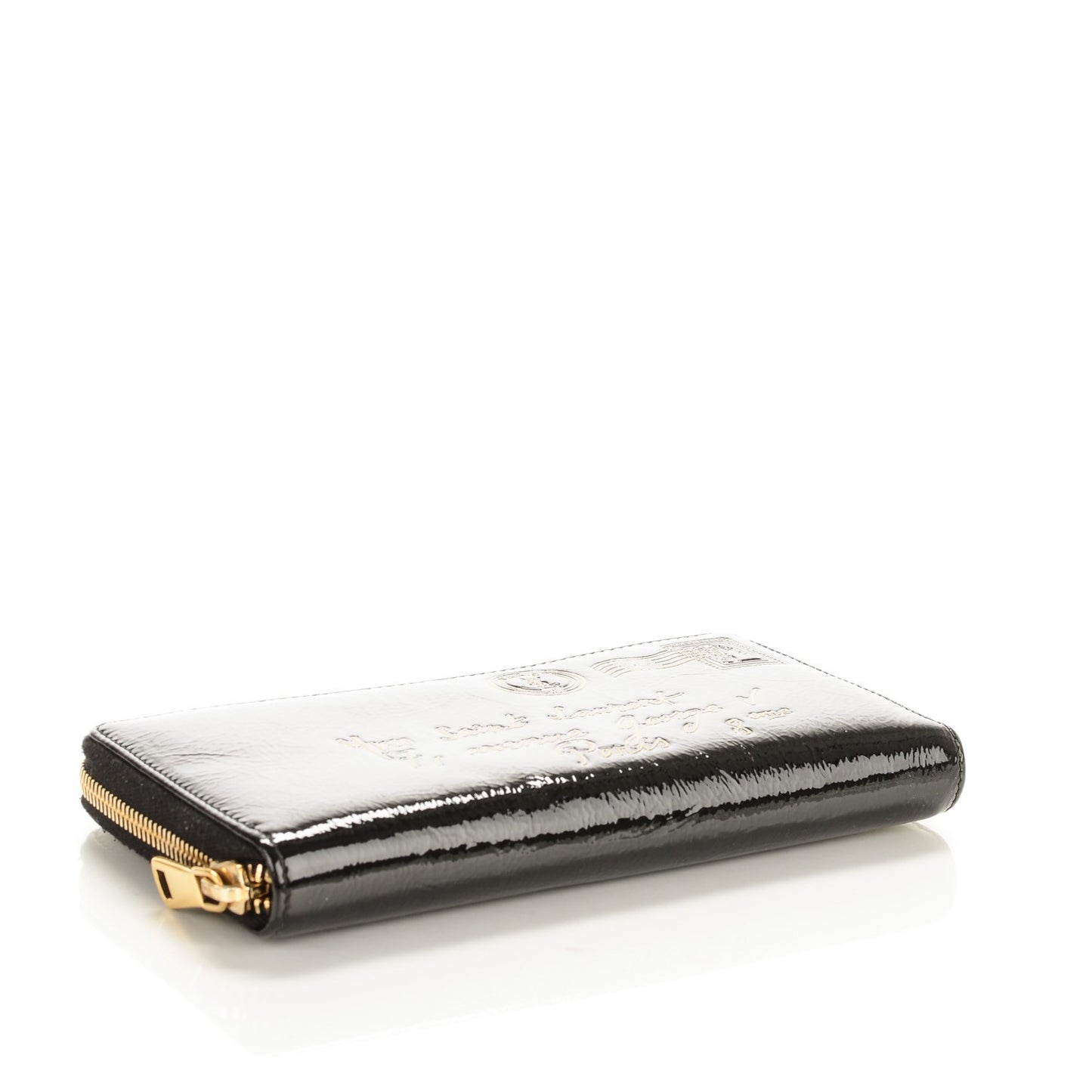 Patent Y Mail Zip Around Wallet Black