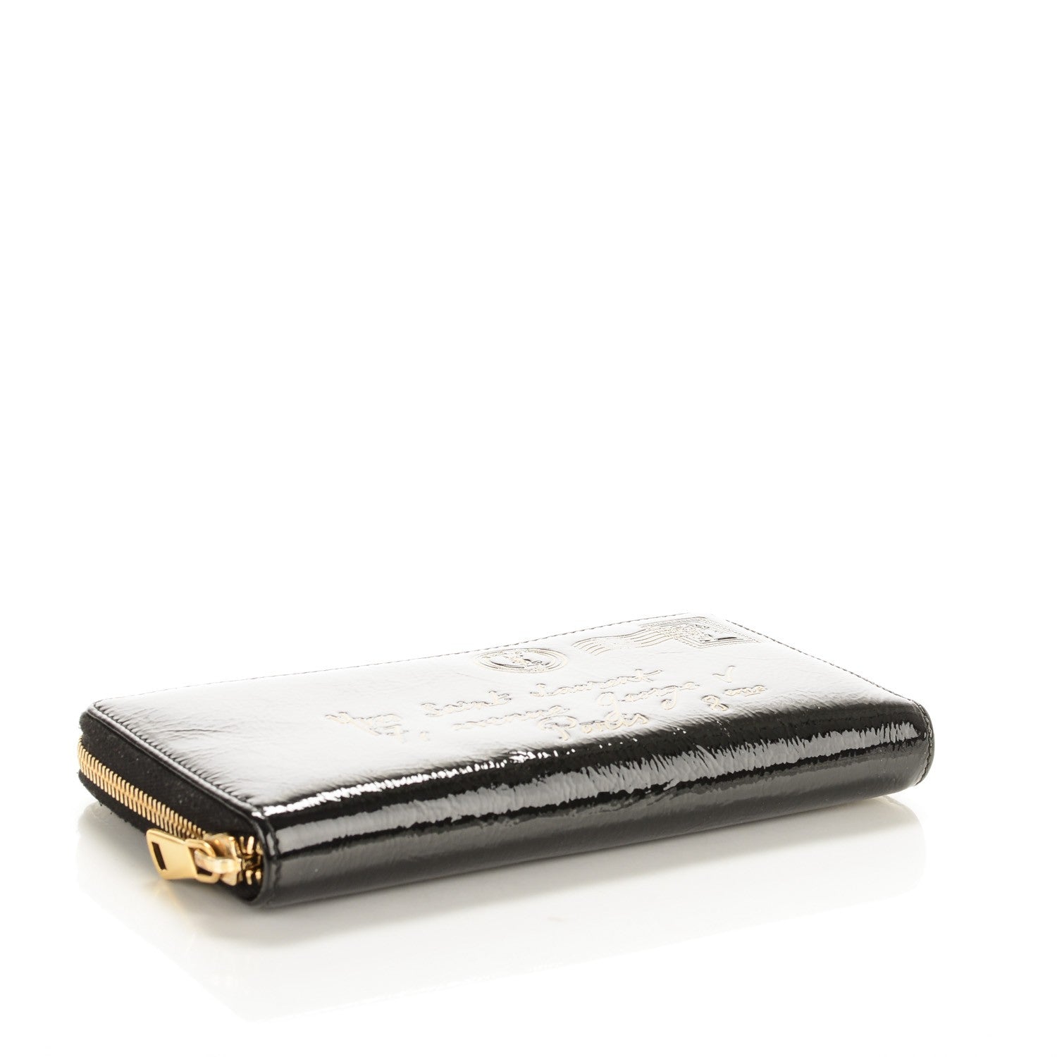 Saint Laurent Patent Y Mail Zip Around Wallet Black 4 of 7