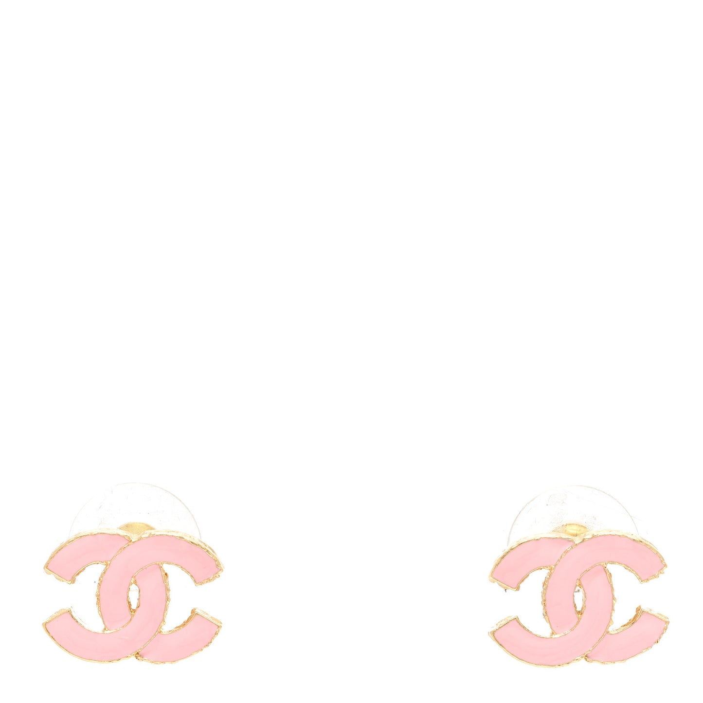 Metal Enamel CC Earrings Pink Gold