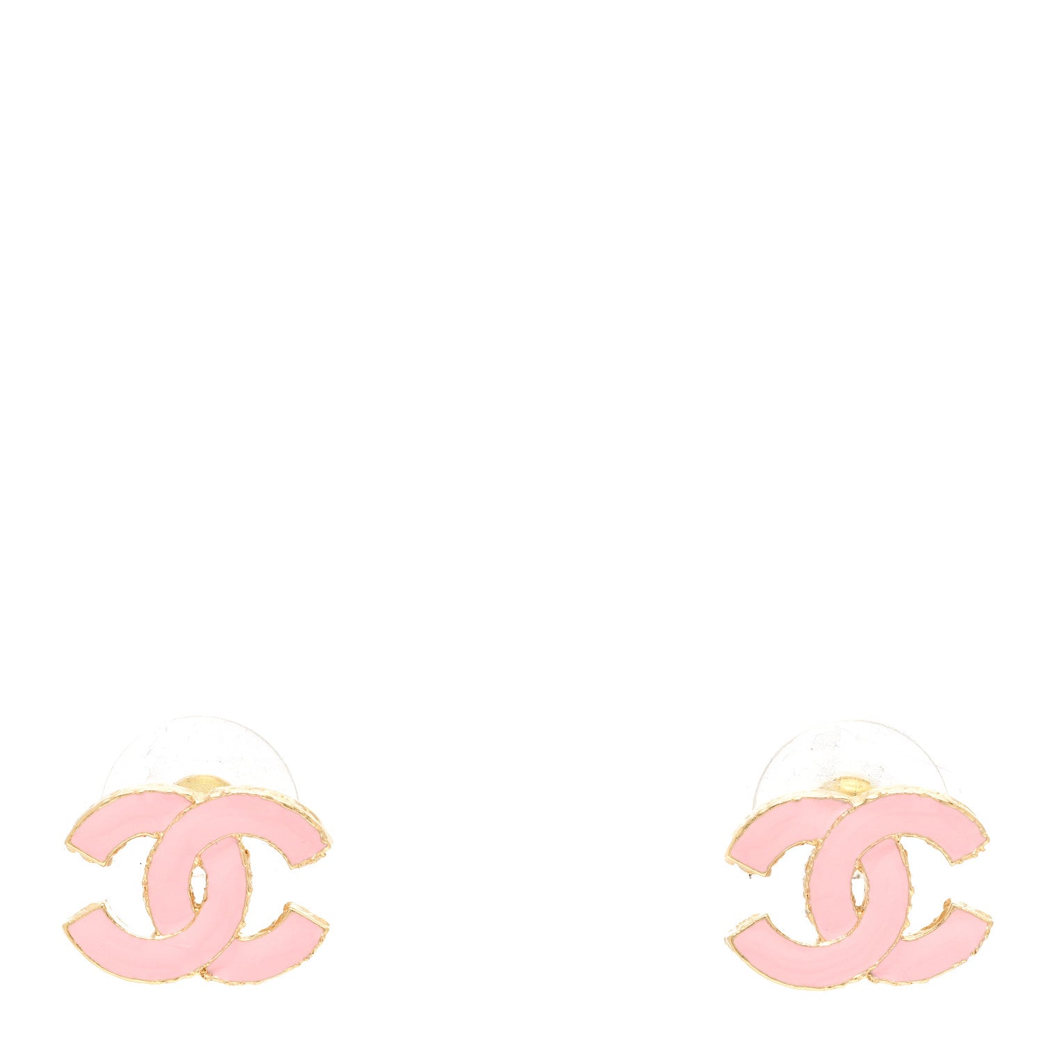 Chanel Metal Enamel CC Earrings Pink Gold 1 of 5