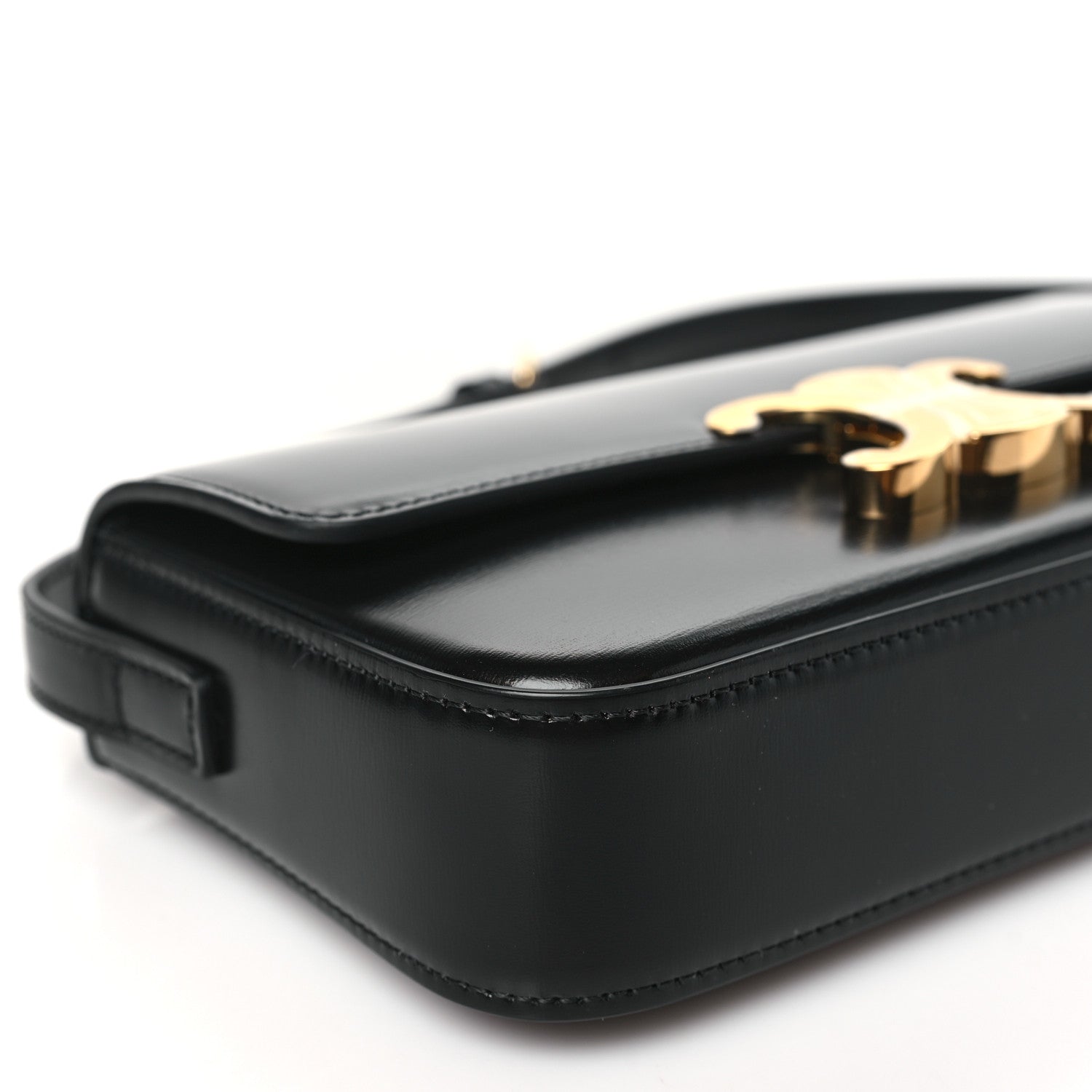 Celine Shiny Calfskin Triomphe Shoulder Bag Black 9 of 10