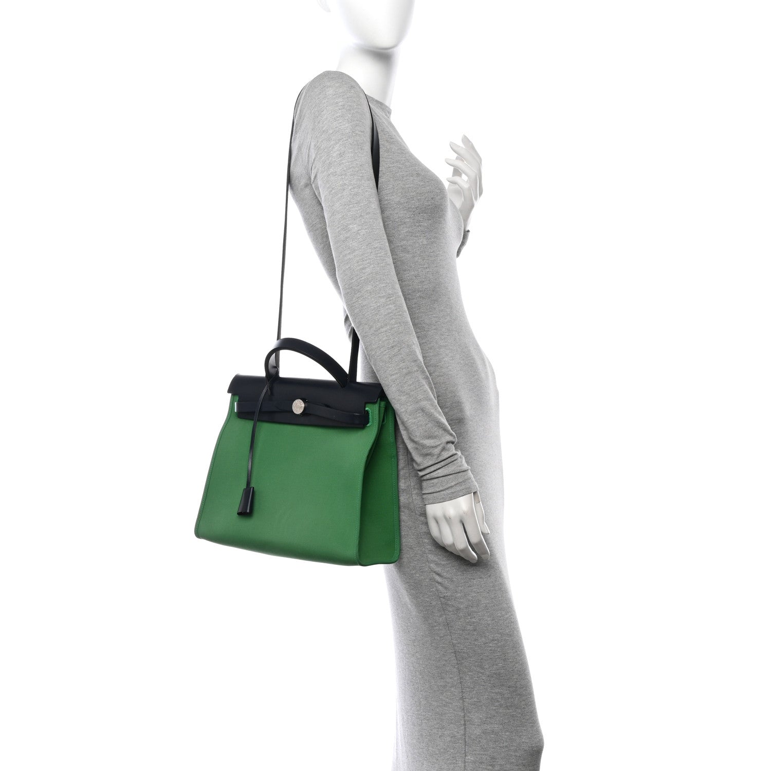 Hermes Vache Hunter Toile Herbag Zip 31 PM Cactus Bleu Indigo 2 of 17