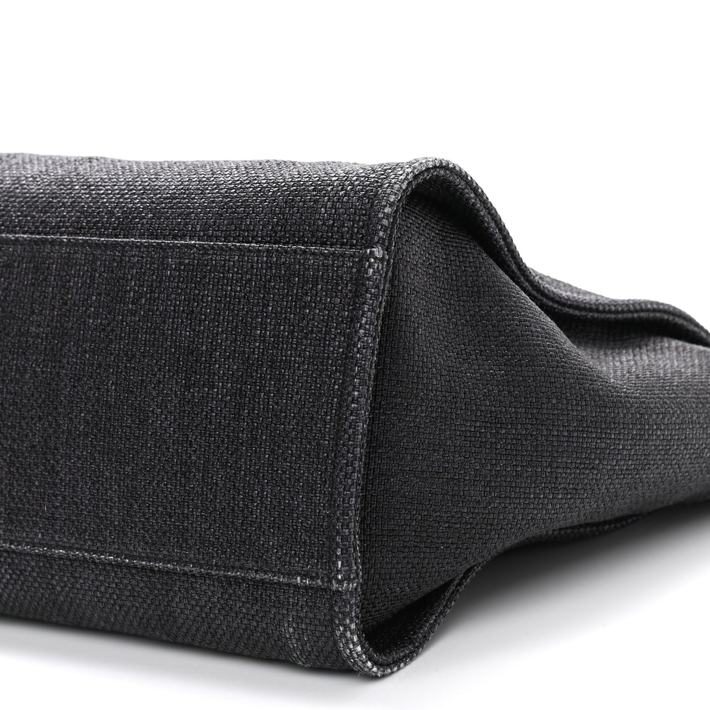 Woven Straw Raffia Medium Deauville Tote Black