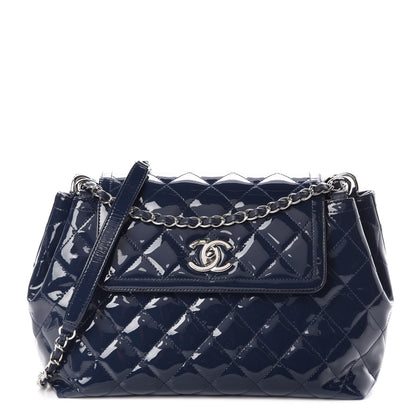 Chanel Patent Quilted Large Coco Shine Accordion Flap Dark Navy Blue 1 of 13