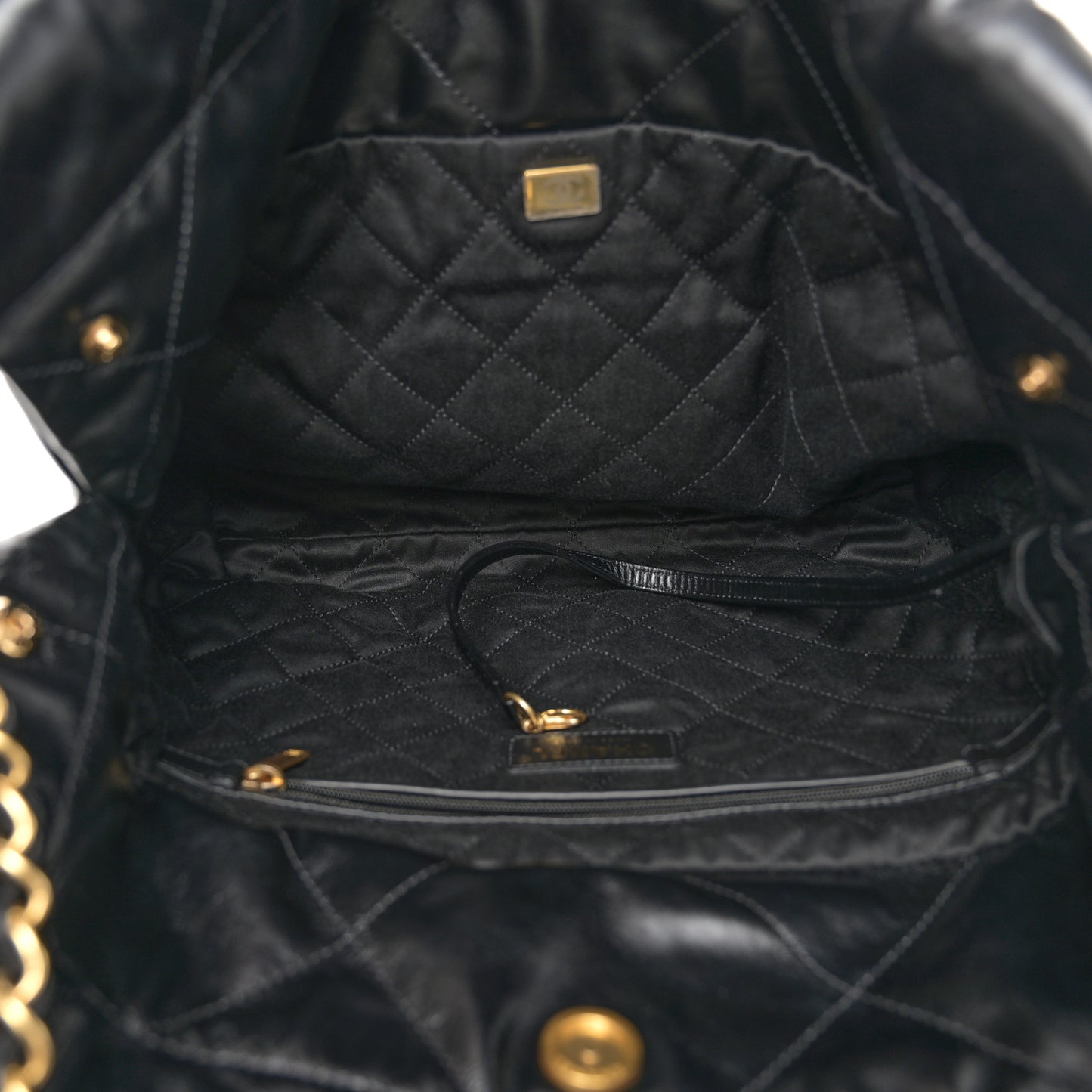 Shiny Calfskin Quilted Small Chanel 22 Black