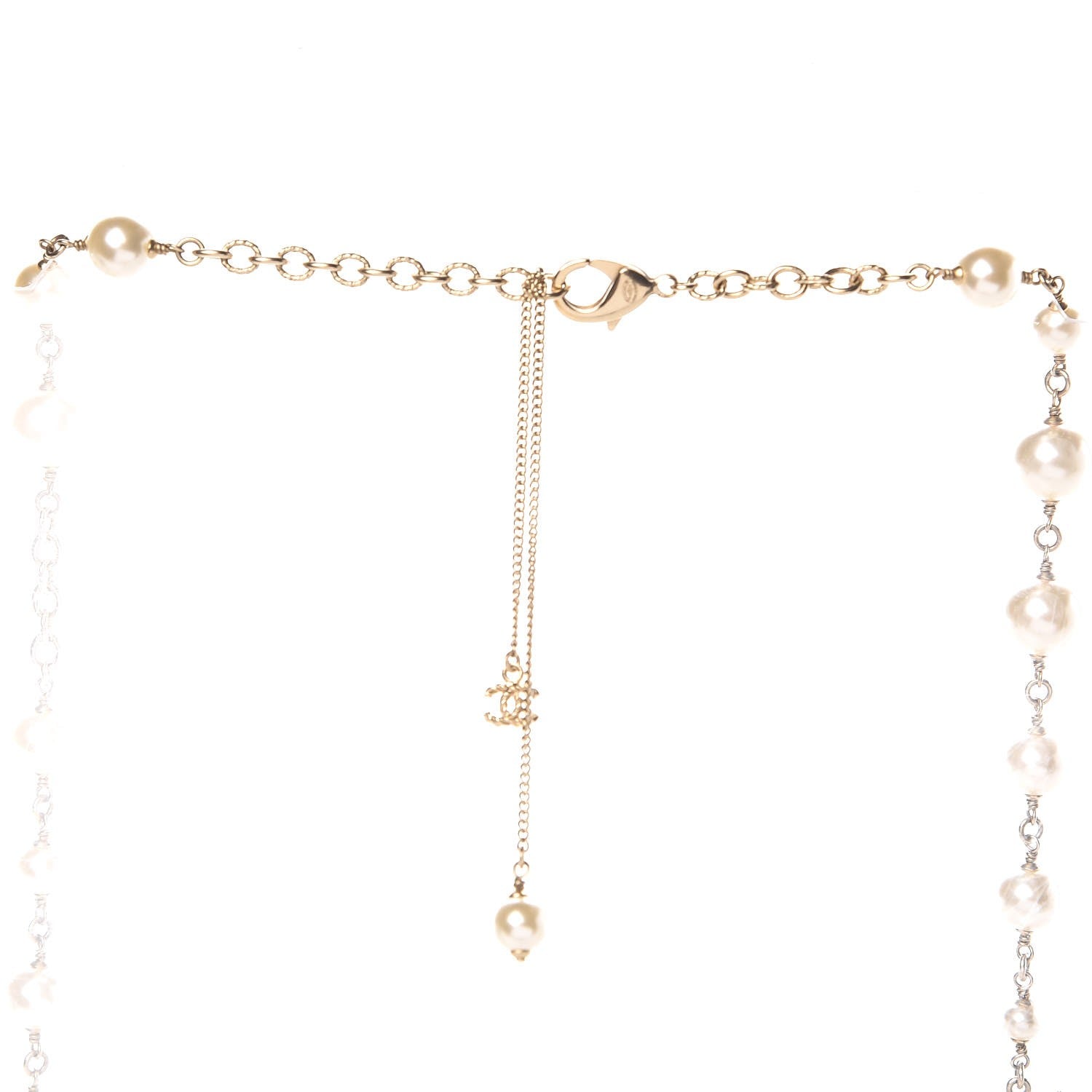 Chanel Graduated Pearl Crystal Twisted CC Long Necklace in Gold 4 of 5