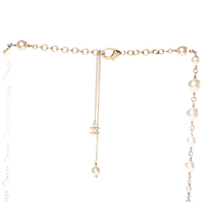 Chanel Graduated Pearl Crystal Twisted CC Long Necklace in Gold 4 of 5