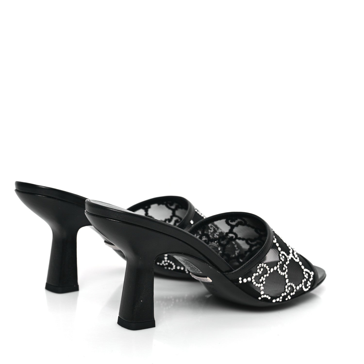 Gucci Tela Retino Nappa Crystal GG Monogram Square G 95mm Slide Sandals 38 Black 4 of 8