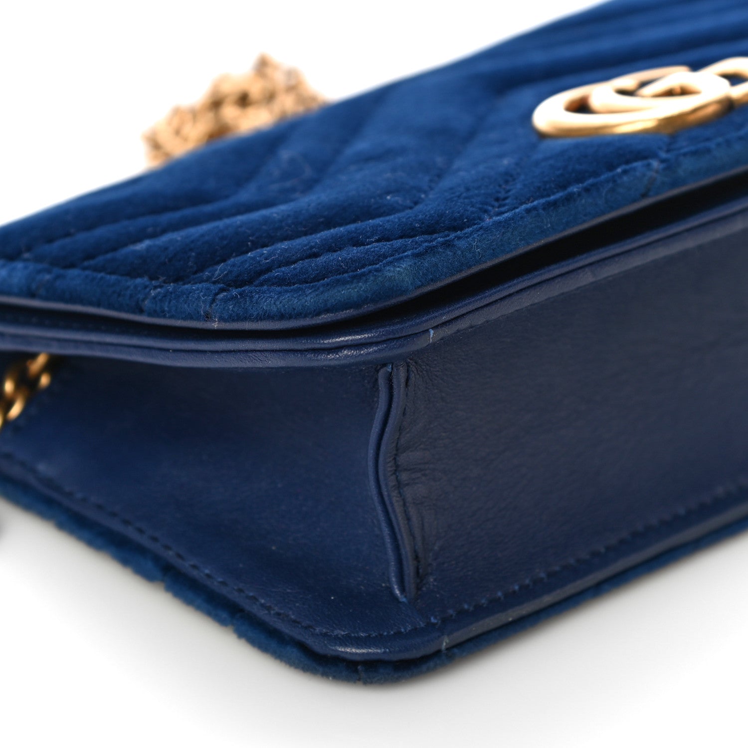 Gucci Velvet Matelasse GG Marmont Mini Bag Cobalt Blue 9 of 16