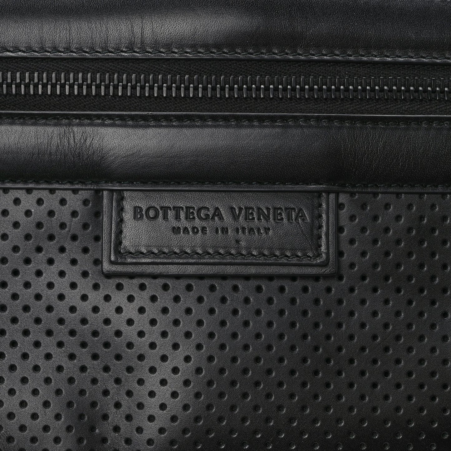 Perforated Calfskin Leggero Clutch Black