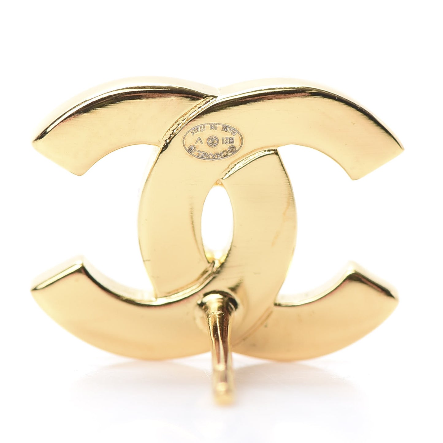 Metal CC Paris Button Stud Earrings Gold