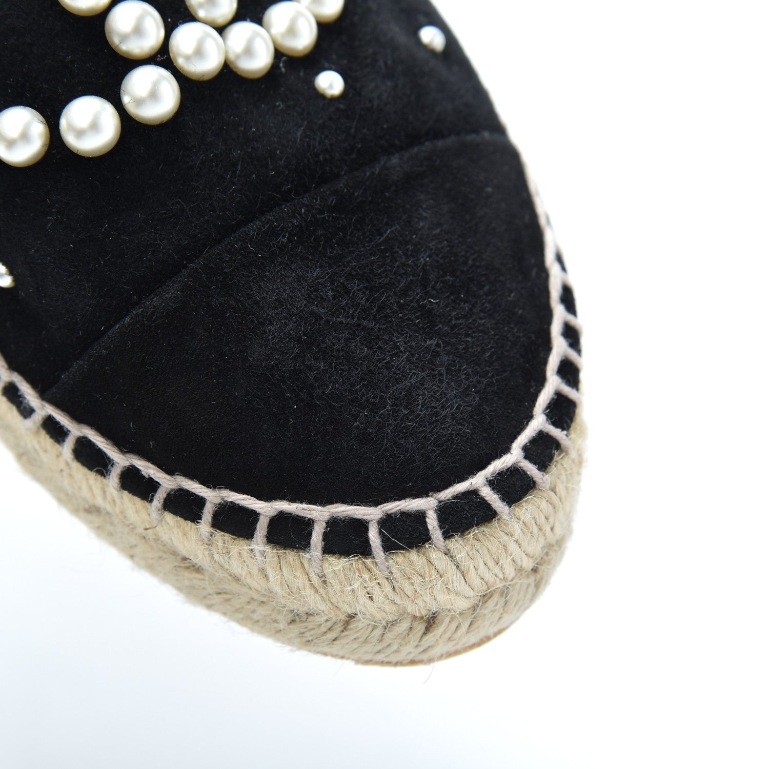 Chanel Suede Pearl CC Espadrilles 39 Black 10 of 10