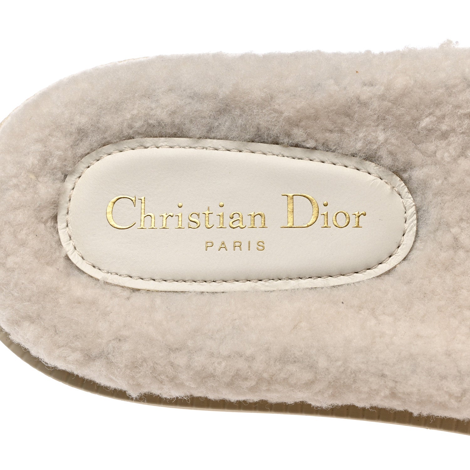 Christian Dior Shearling Canvas Lurex Embroidered Dway 10mm Slide Sandals 40 Natural Platinum 7 of 8