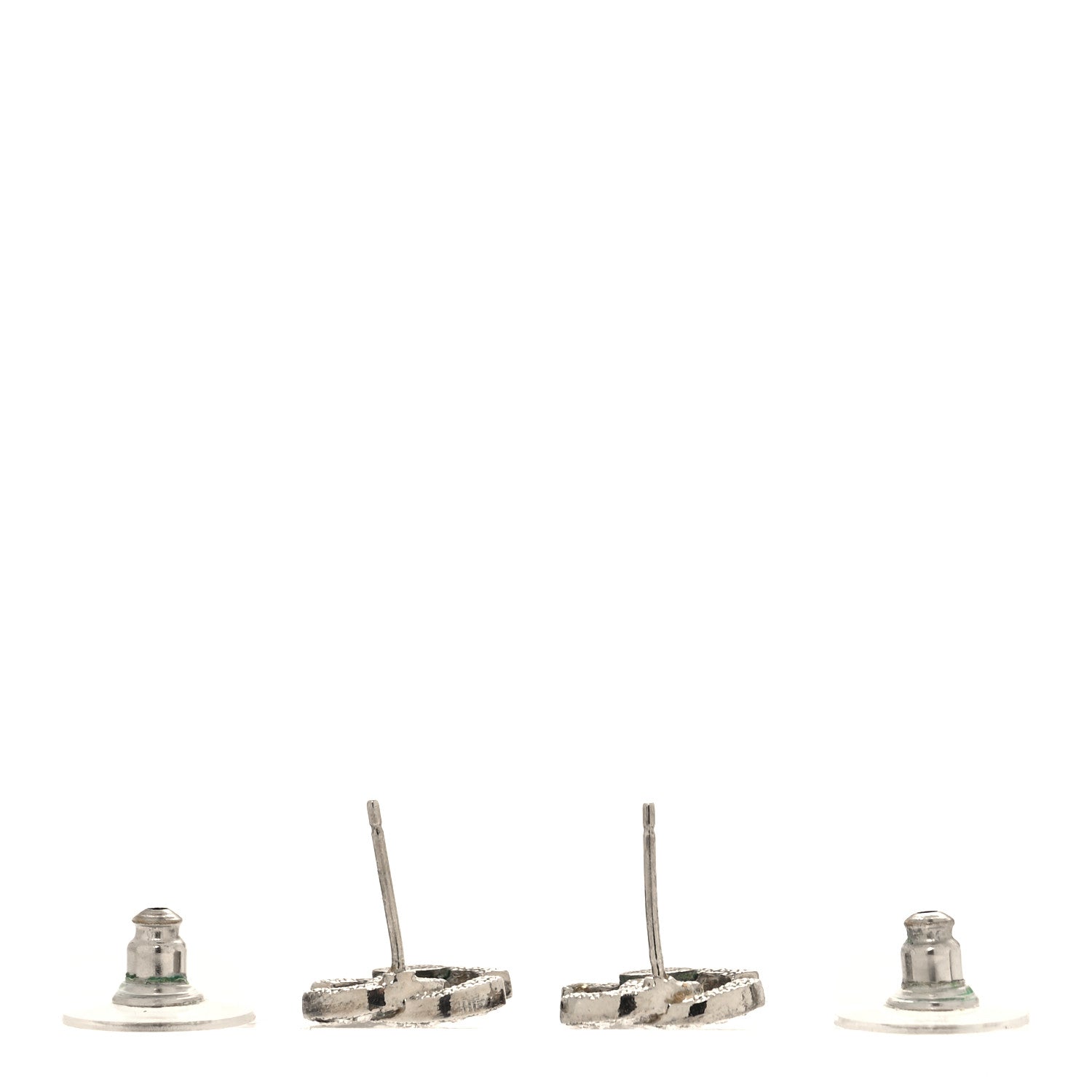 Chanel Crystal Timeless CC Earrings Silver 3 of 5