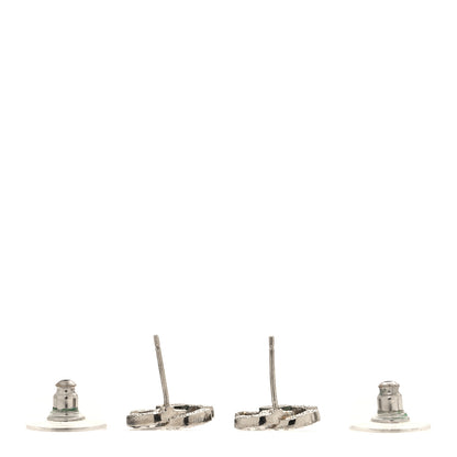 Chanel Crystal Timeless CC Earrings Silver 3 of 5