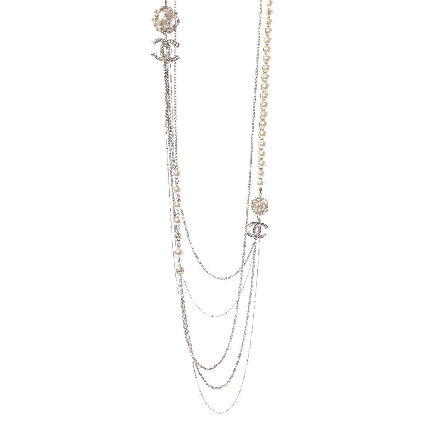 Chanel Pearl Chain CC Long Multistrand Necklace Gold 1 of 6