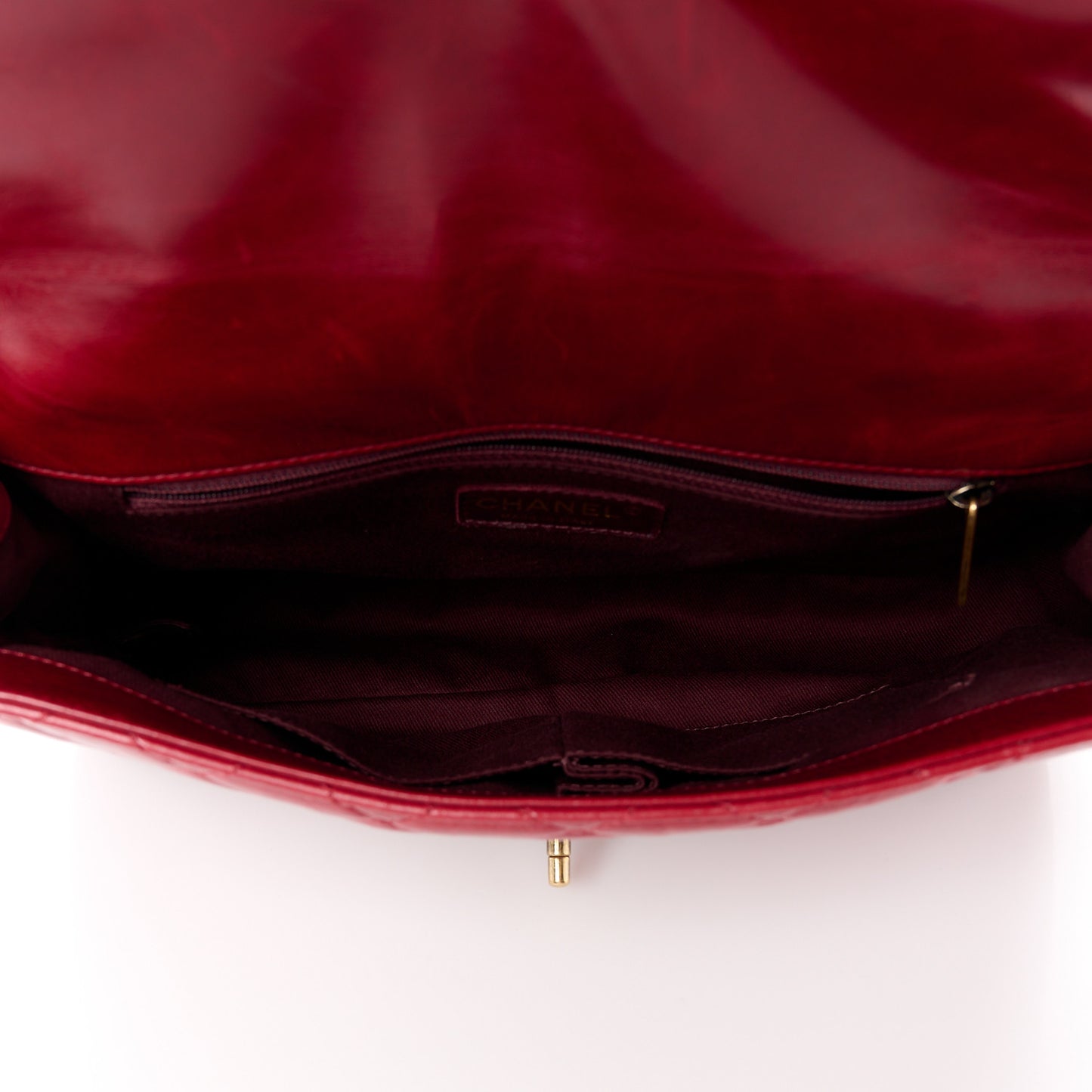Glazed Calfskin Castle Rock Medium Flap Red