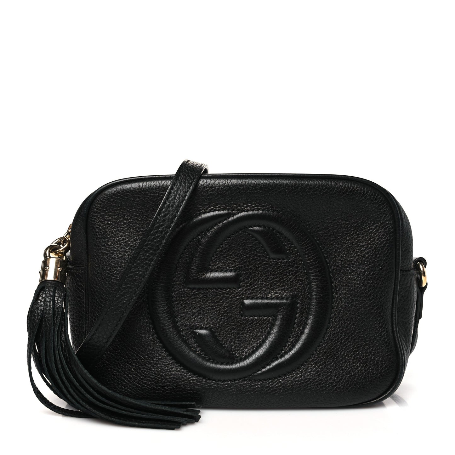 Pebbled Calfskin Small Soho Disco Bag Black