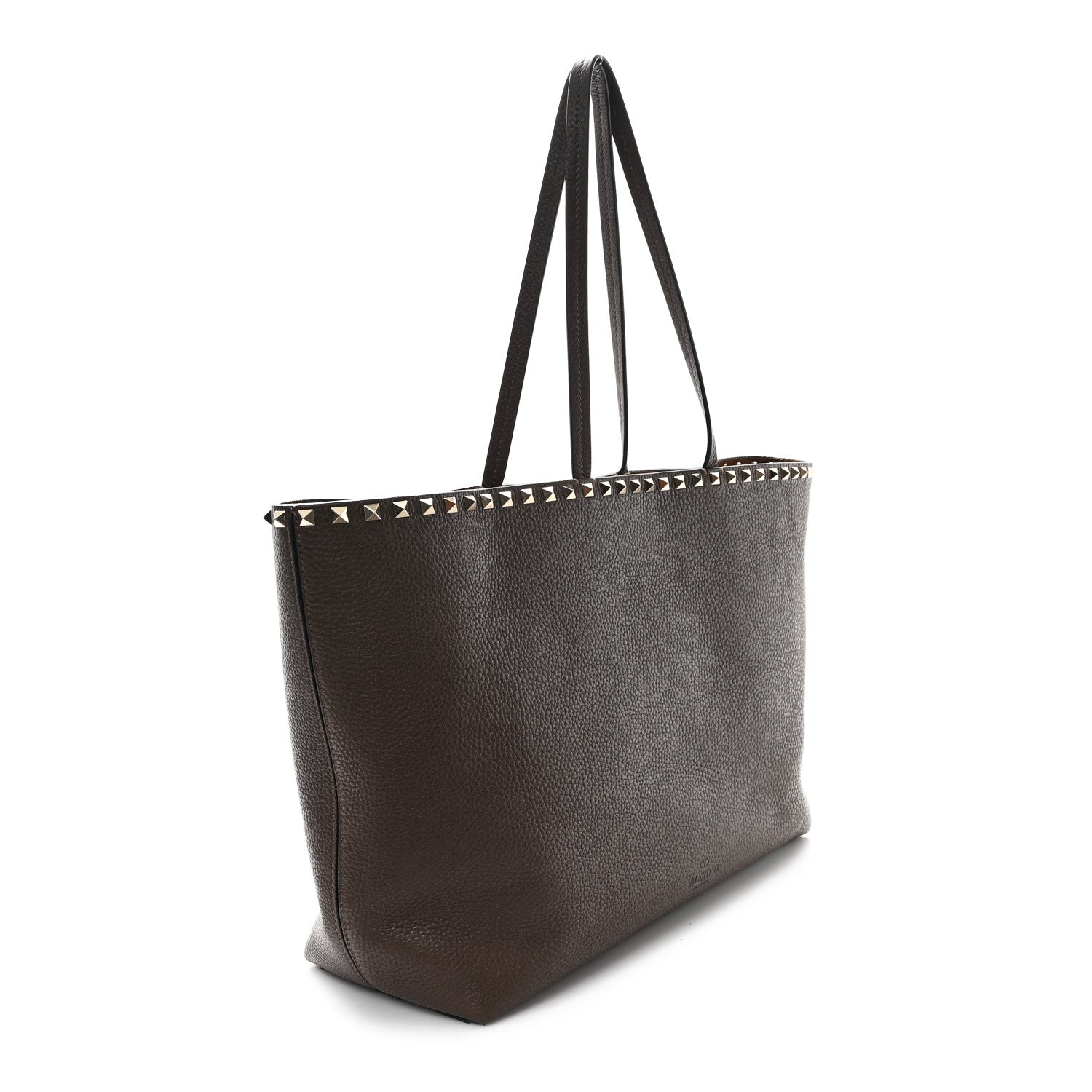 Valentino Garavani Grained Calfskin Rockstud Shoulder Tote Bright Cognac 3 of 11