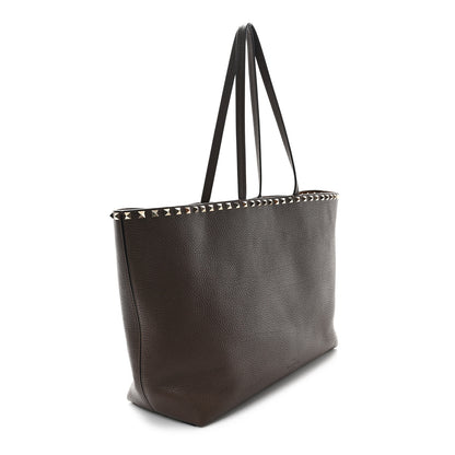 Valentino Garavani Grained Calfskin Rockstud Shoulder Tote Bright Cognac 3 of 11